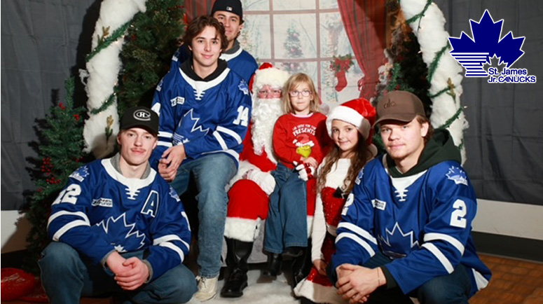 Jr Canucks players visit Assiniboia West Dinner with Santa