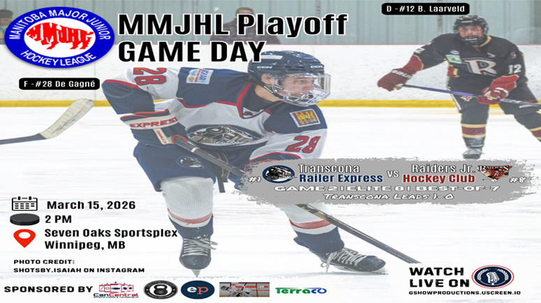Watch Live - Game 2 Transcona Railer Express at Raiders Jr. Hockey Club